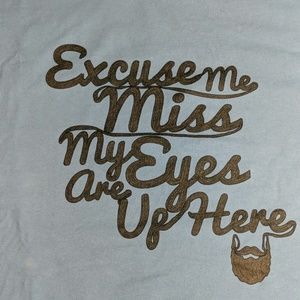 Funny Beard shirt - blue and brown - size large